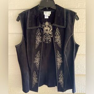 NWOT Coldwater Creek Suede Embroidered Vest